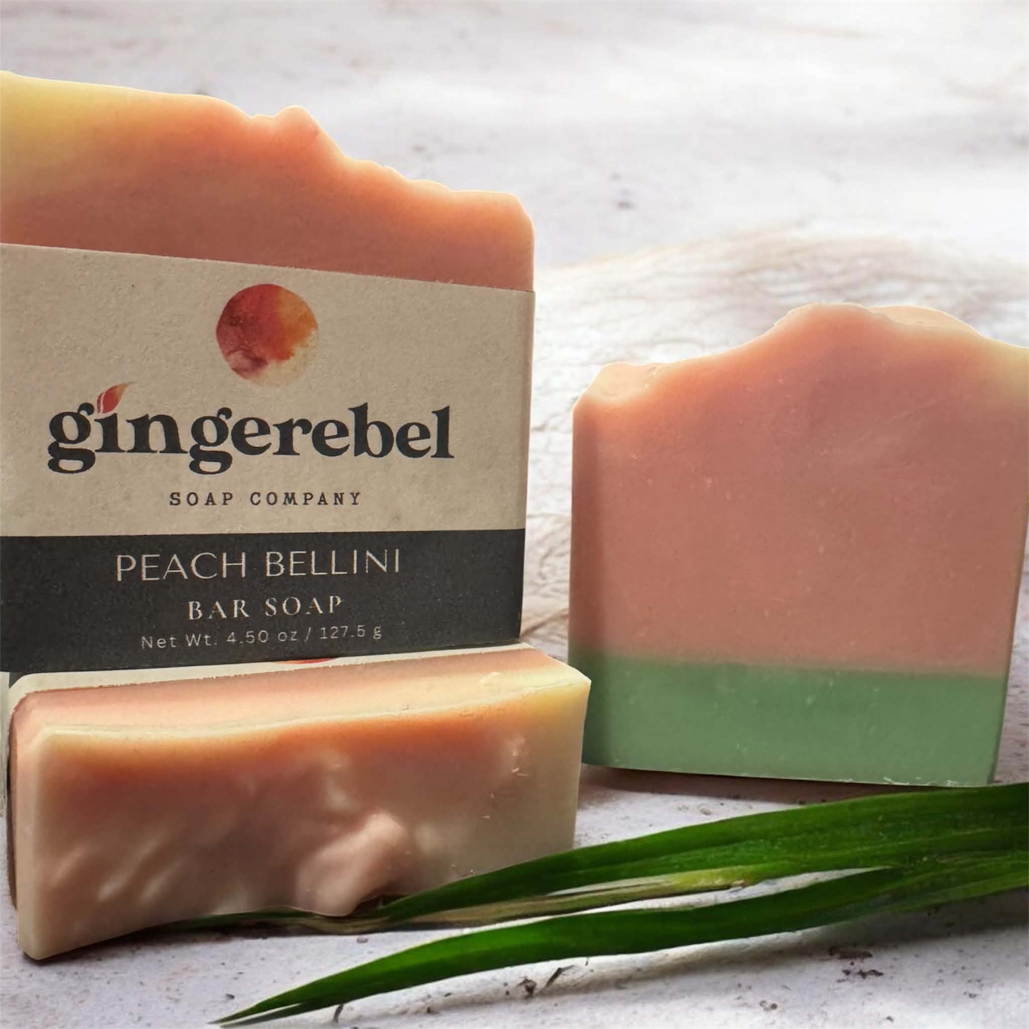 3 peach soaps on the sand