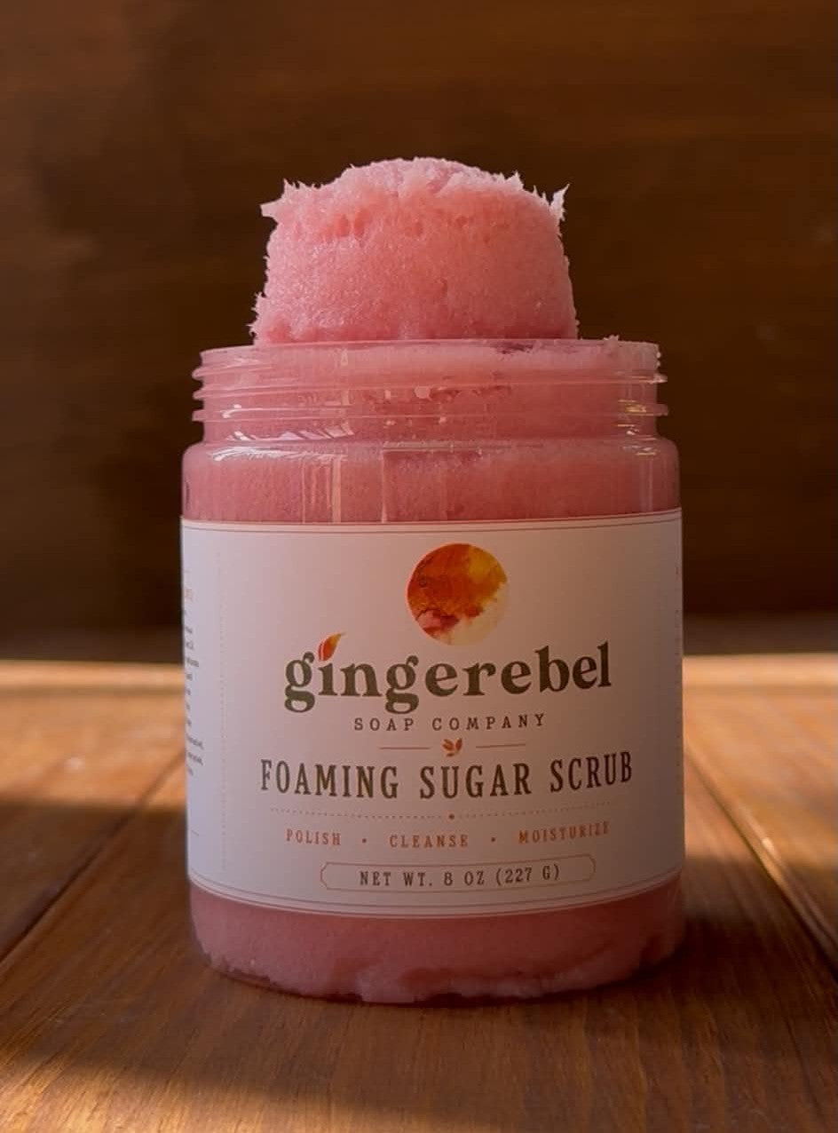 Jar of pink sugar scrub