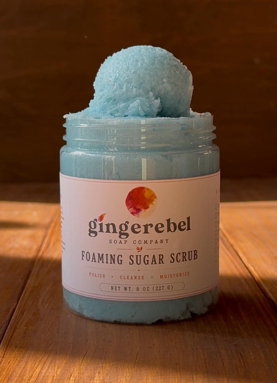 Jar of blue sugar scrub