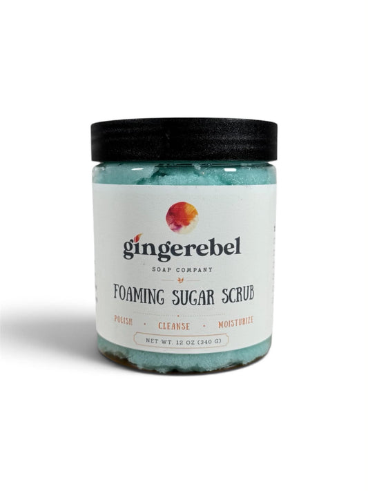 A jar of foaming sugar scrub 