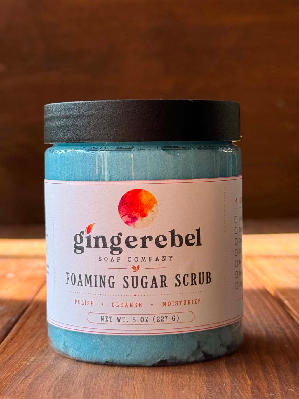 Jar of blue sugar scrub