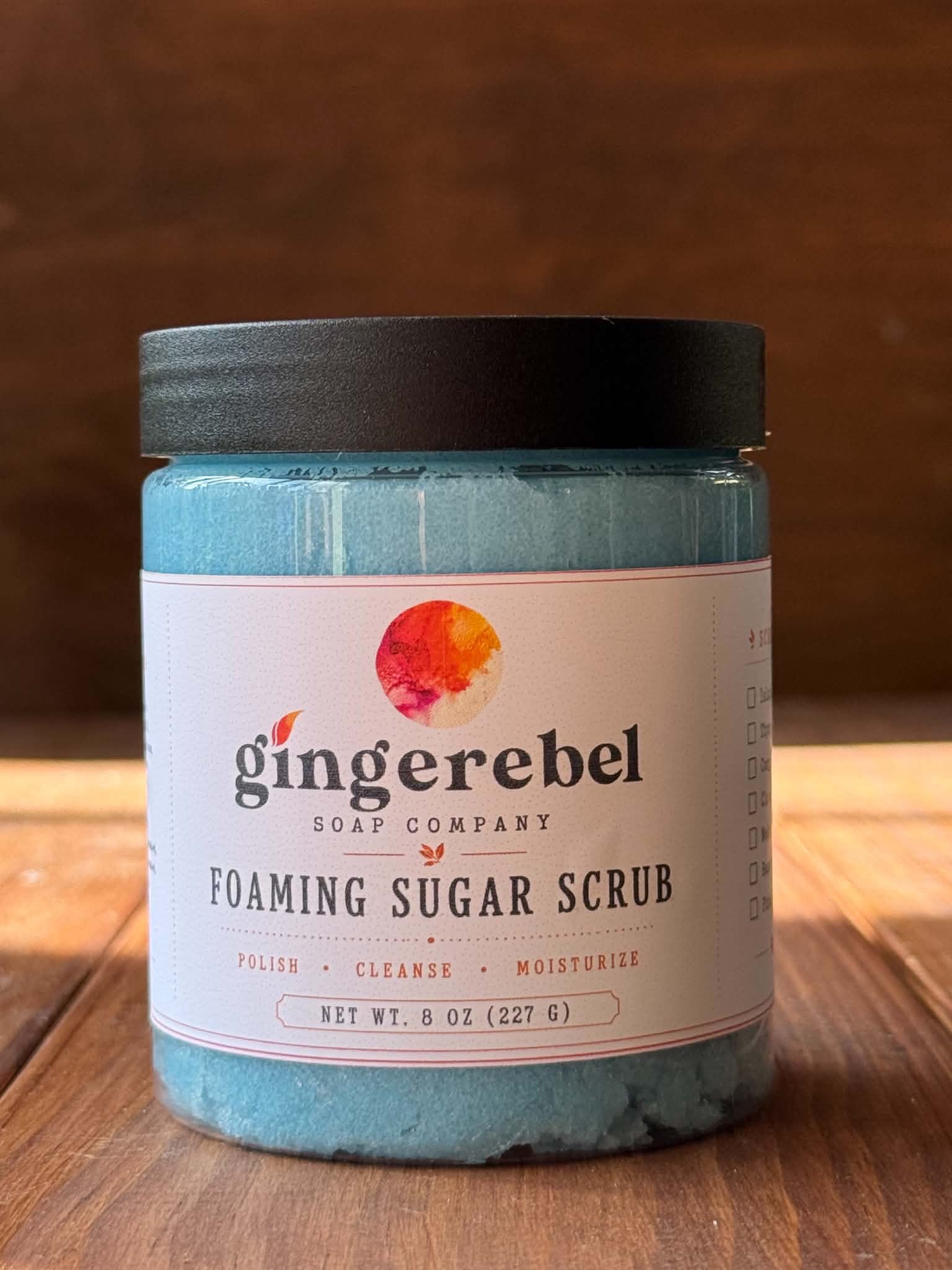 Jar of blue sugar scrub