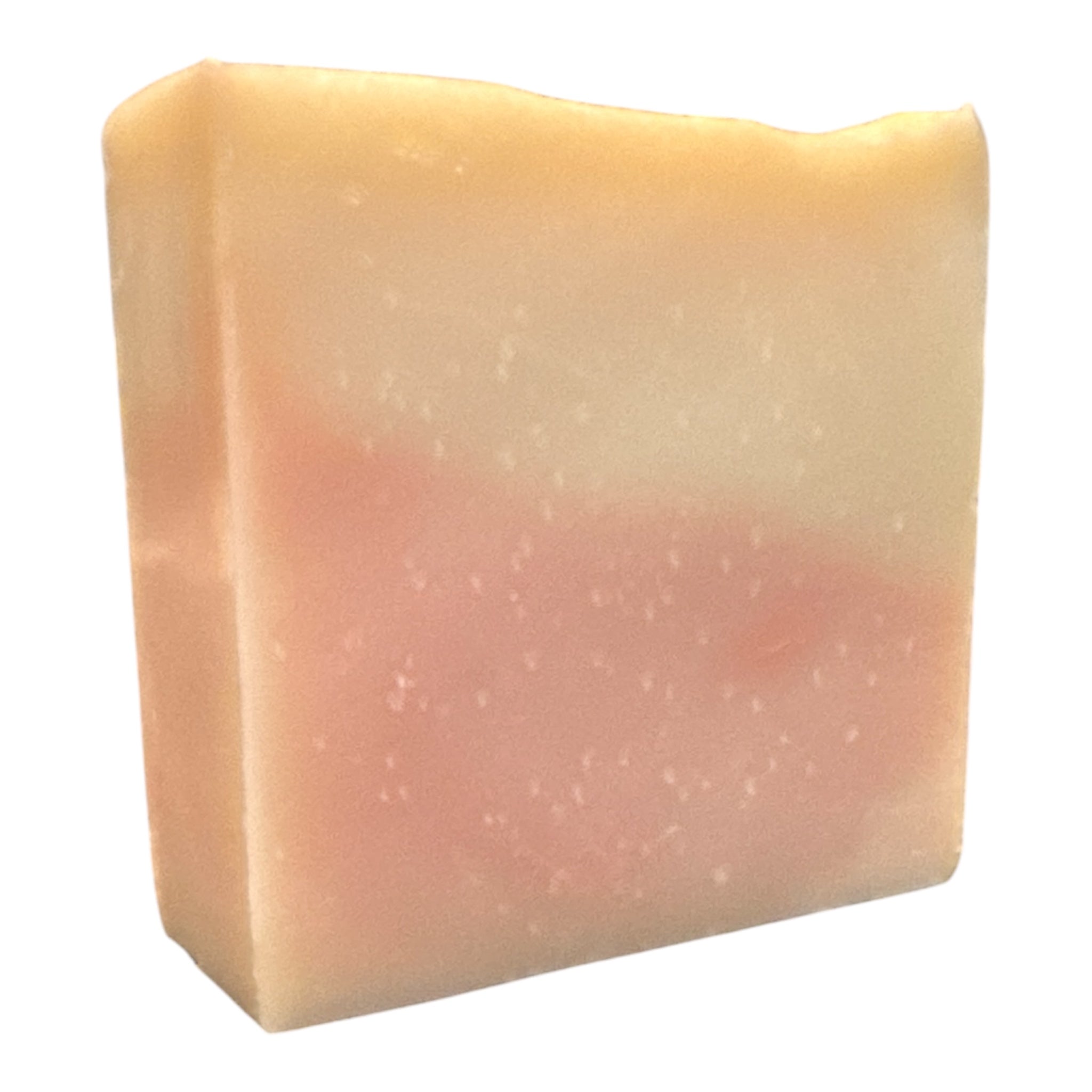 Rectangular bar of soap with a gradient from light to dark orange on a white background