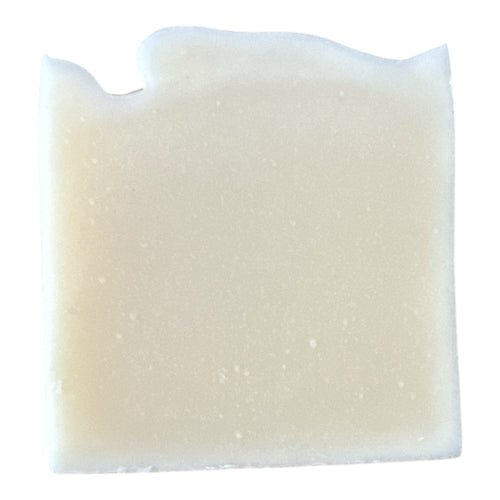White bar of soap on a white background