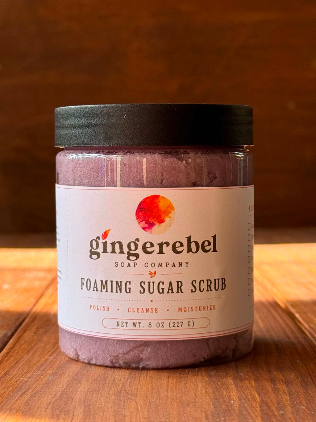 Purple jar of sugar scrub