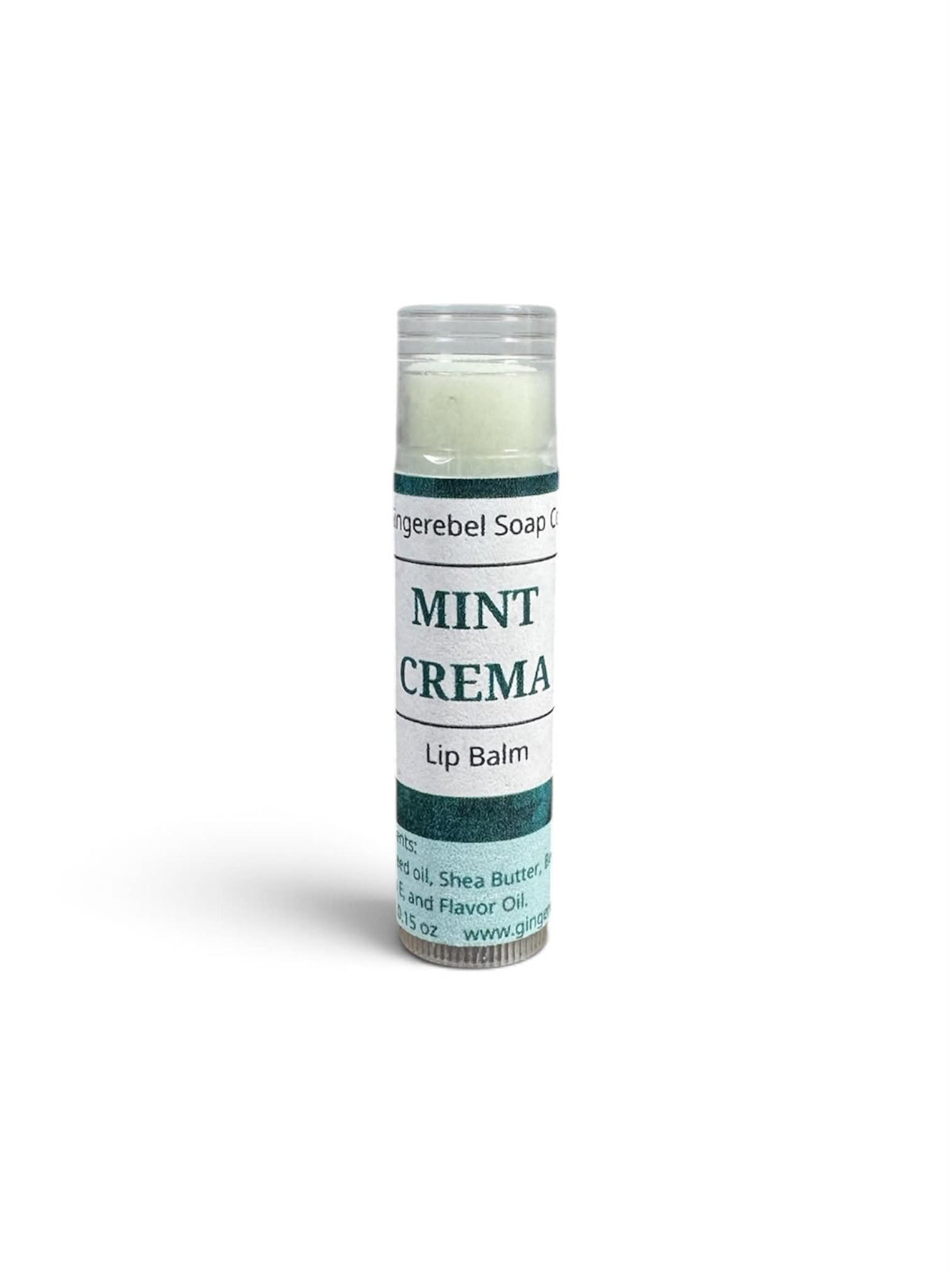 1 tube of mint crema lip balm on a white background. 