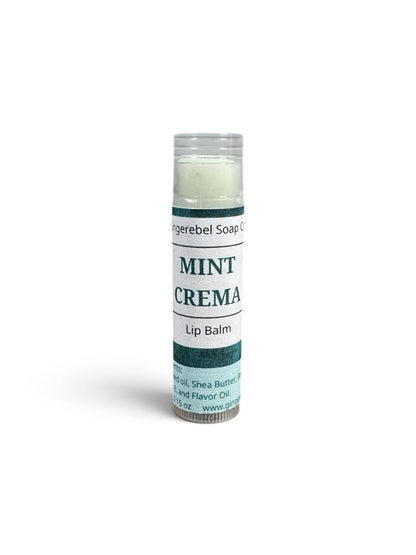 1 tube of mint crema lip balm on a white background. 