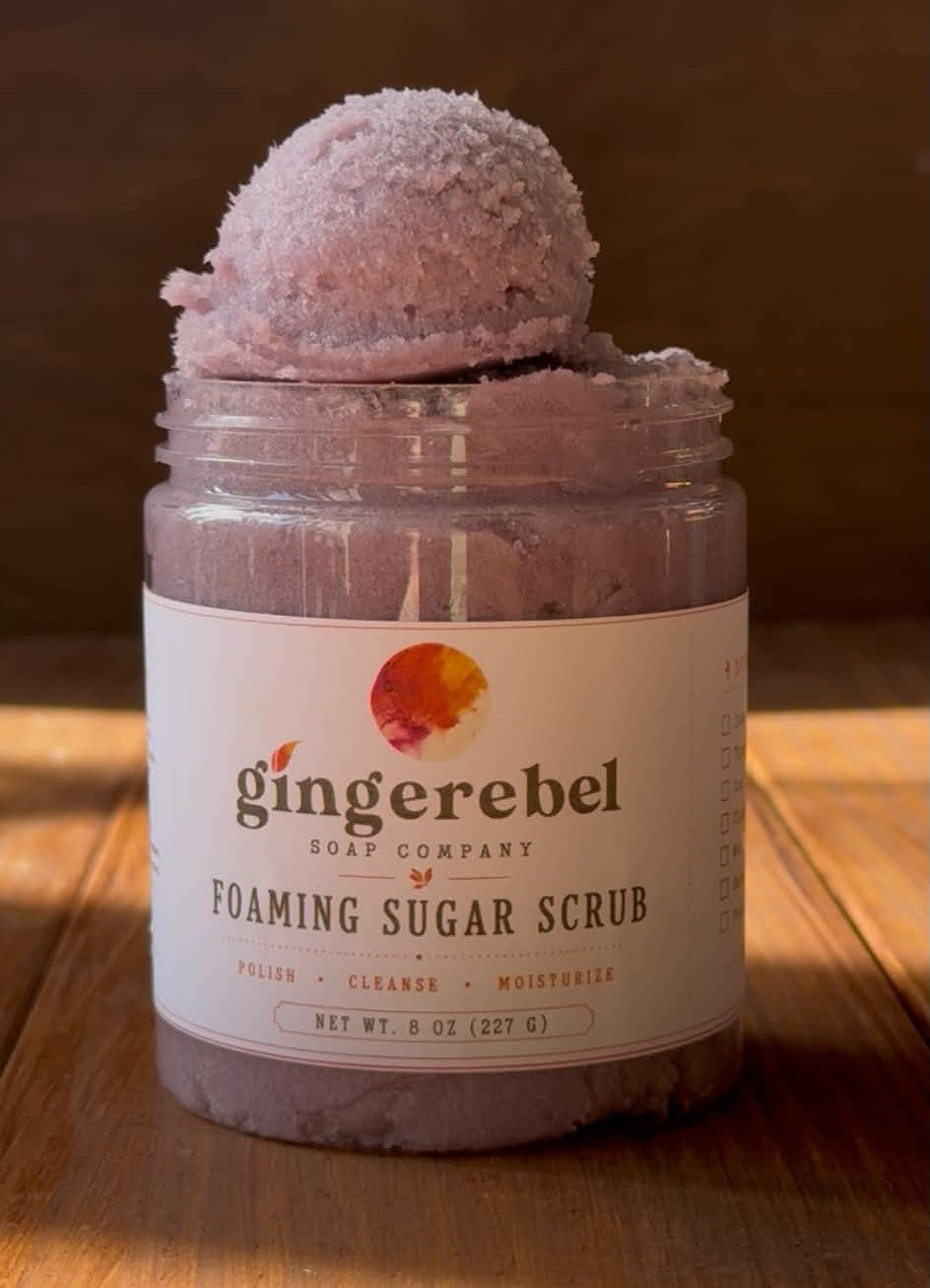 Purple jar of sugar scrub