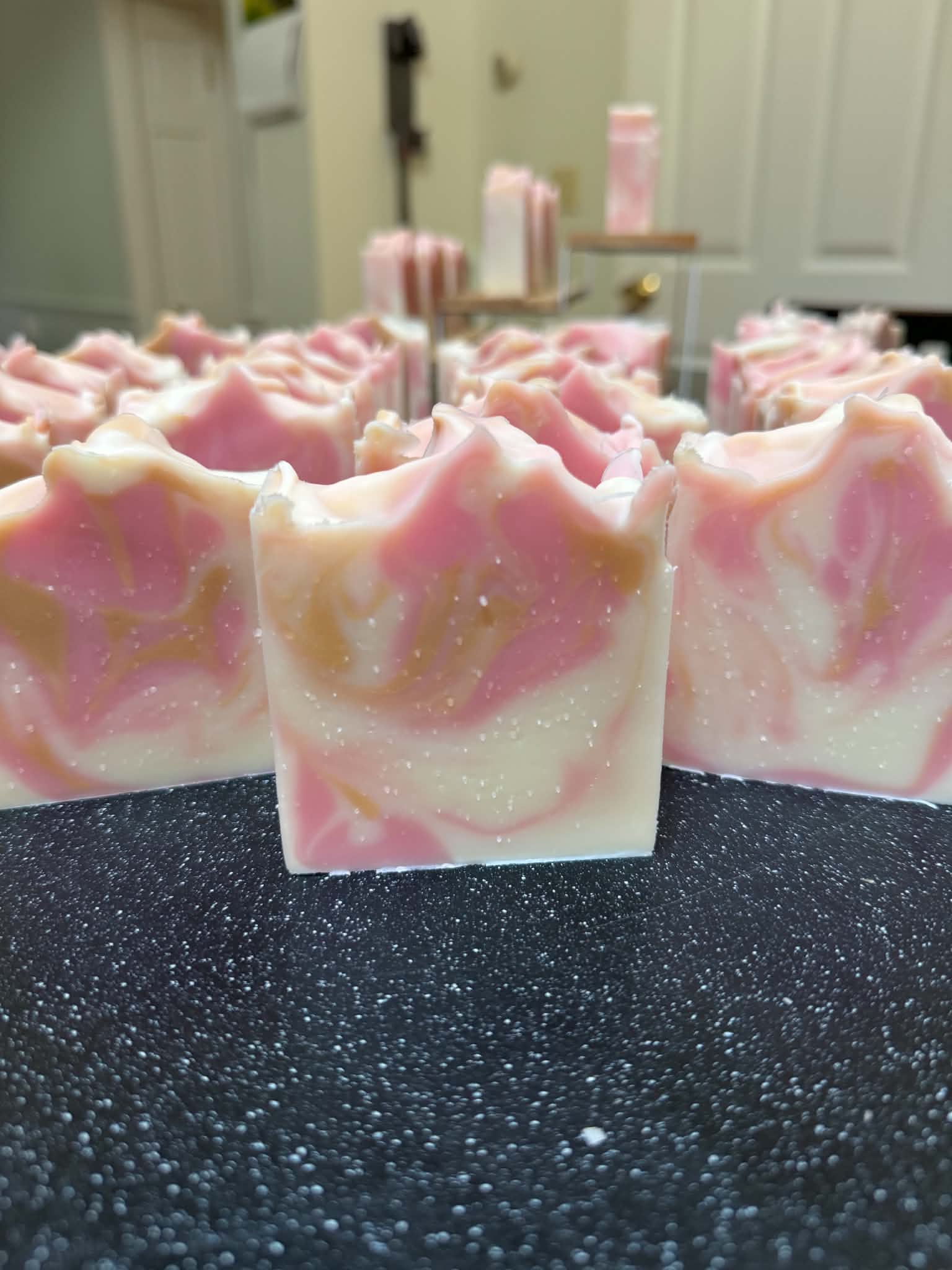 pink and gold soap bars